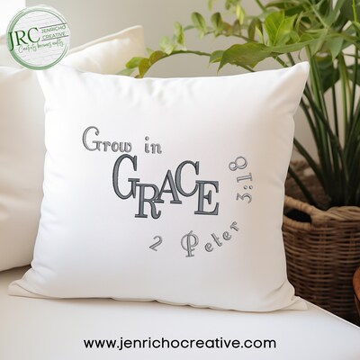 Grow in Grace Embroidered Pillow Cover - image6